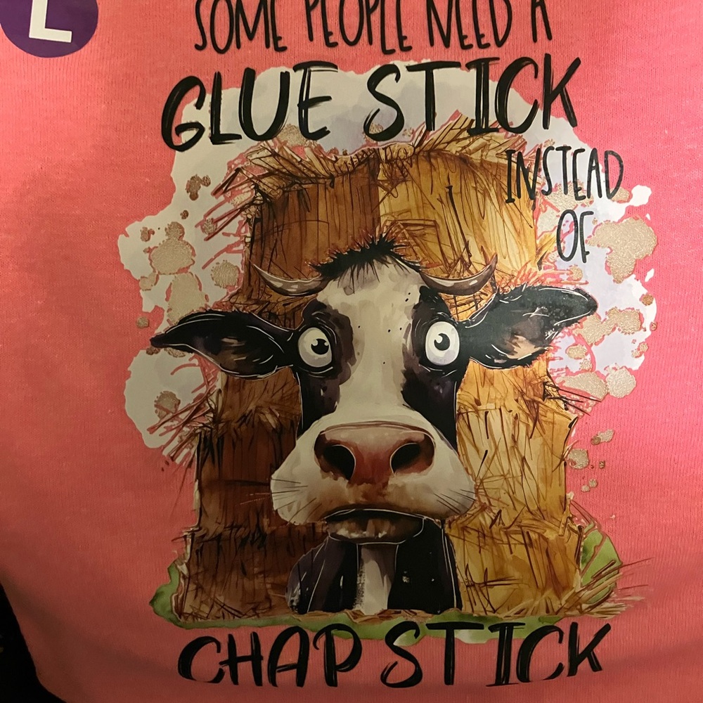 Pink Graphic Tee with Cow Print